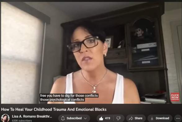 3,569 views  23 Jun 2023  #narcissisticparent #childhoodtrauma #codependency
#childhoodtrauma #ego #healingjourney In this video, you will learn how to heal your childhood trauma and the emotional blocks that keep you stuck repeating toxic patterns from childhood.  Children who experience emotional neglect, grow up feeling ashamed of their emotions, needs, and wants. Until you resolve the conflicts that reside at the level of the subconscious, by default, you will continue to operate from survival strategies that limit your ability to love the self and others in healthy ways

Discover the key insights into why childhood trauma can leave us deeply wounded and how this is connected to our egos.

Join us for a transformative discussion that will leave you feeling empowered, inspired, and ready to make a positive change in your life! 

FREE ✅ Codependency Quiz 
https://www.lisaaromano.com

FREE Codependency Presentation 
https://www.lisaaromano.com/your-vide...

Ready to break the chains of the past, heal codependency and become the confident, self-assured, self actualized being you were born to become?
https://www.lisaaromano.com/12-wbcp 

Thank you for watching How to Heal Childhood Trauma and Emotional Blocks That Keep You Stuck 

#childhoodtrauma #codependency #narcissisticparent #narcissisticabuseawareness  #personalgrowth #toxicfamily