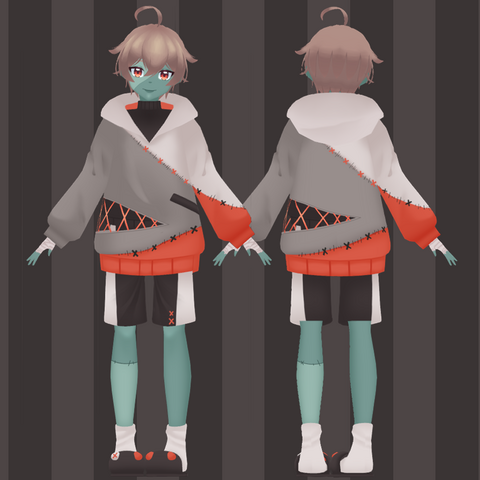 3D Vtuber model of a zombie boy