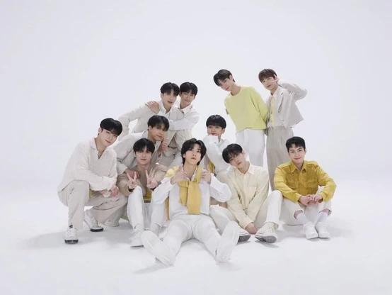 a picture of all 11 members of the Kpop group Omega X wearing white and Yellow.

Jaehan, Hwichan, Sebin, Hangyeom, Taedong, Xen, Jehyun, Kevin, Junghoon, Hyuk and Yechan