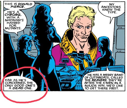 Viñeta del cómic de X-Men donde se puede leer "the only good one (mutant)'s a dead One"