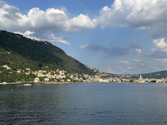 Lago di Como in the evening, view from Villa del Grumello