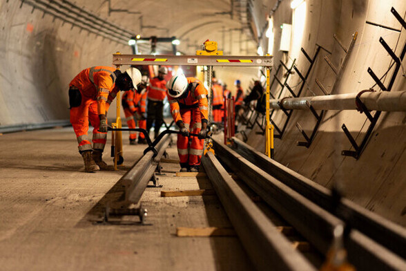 Sur le chantier de la ligne 16 du Grand Paris Express en juin 2022. © Photo Arnaud Paillard / Hans Lucas via AFP