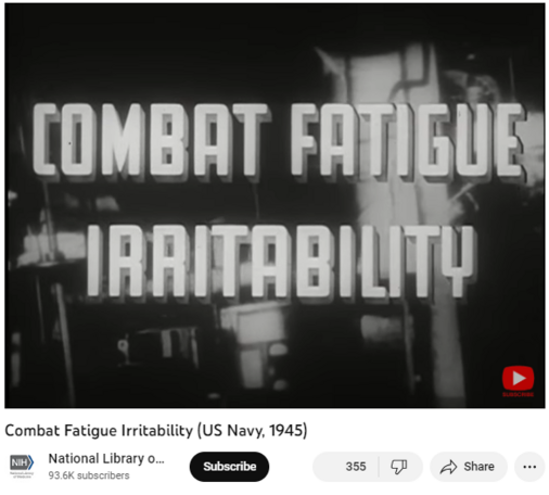 Combat Fatigue Irritability (US Navy, 1945)
30,336 views  29 May 2013
Gene Kelly directs and stars in this wartime naval "training" film. Kelly plays the role of Seaman Bob Lucas, a troubled and angry "fireman" whose ship was sunk in battle. Many sailors died at sea, but Lucas lived through it and suffers from what now might be termed "post-traumatic stress disorder." After lashing out at everyone around him, Lucas comes to understand his emotions, and moves from illness to wellness, with the help of a wise psychiatrist. Kelly considered his performance in Combat Fatigue Irritability one of his very best. But no filmography lists it. Apart from the combat-fatigued sailors for whom the film was made, few people have ever had the chance to see it. With this release it becomes accessible to Kelly's devoted fans and a wider public.

Produced by United States Navy Department, Bureau of Aeronautics

Learn more about this film and search its transcript at NLM Digital Collections: http://resource.nlm.nih.gov/9300763A

See it featured also at: http://www.nlm.nih.gov/hmd/collection...


Learn more about the National Library of Medicine's historical audiovisuals program at: https://www.nlm.nih.gov/hmd/collectio...