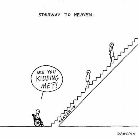 Cartoon by Hugleikur Dagsson inspired by the song Stairway to Heaven by Led Zeppelin