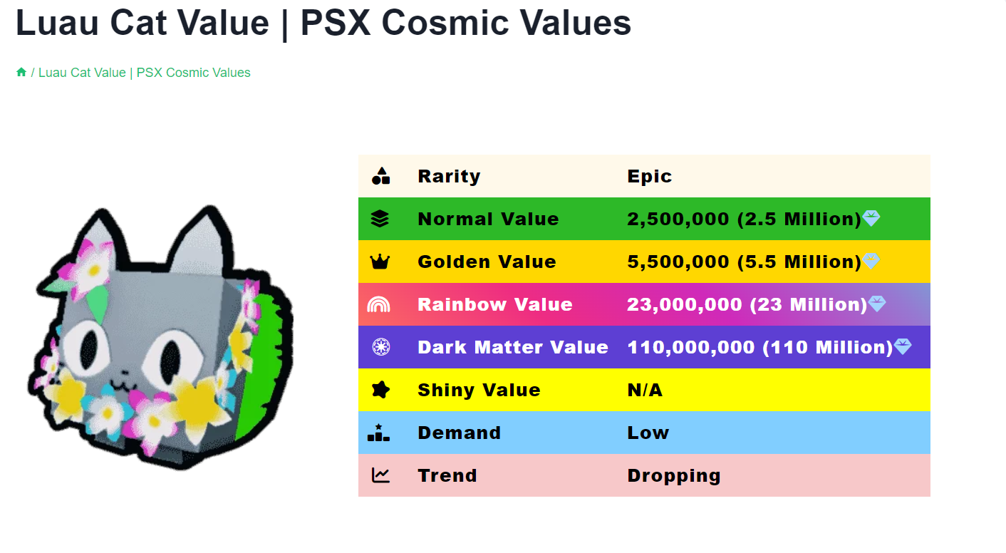 Cosmic Values - Misc. Items - Pet Simulator X Value List