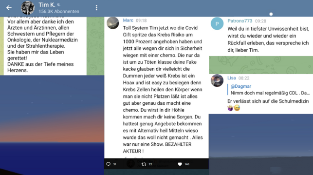 Telegram * Tim Kellner  156.3K Abonnenten ° Vor allem aber danke ich den ’ lare 09:18 Patrono773 09:28 Arzten und Arztinnen, allen ...