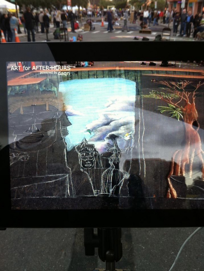 Animated AR seen through our tablet for testing.
