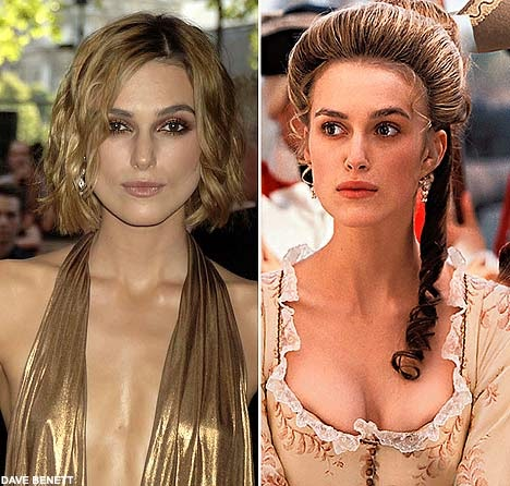 Keira Knigtly with and without bosom make-up.