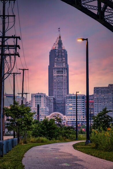 Sunset along the Cleveland Metroparks Towpath Trail in Cleveland, Ohio.