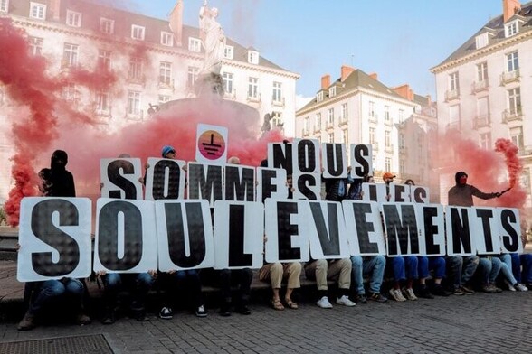 Rassemblement en soutien aux Soulèvements de la Terre à Nantes, le 19 avril 2023. © Photo Maylis Rolland / Hans Lucas via AFP