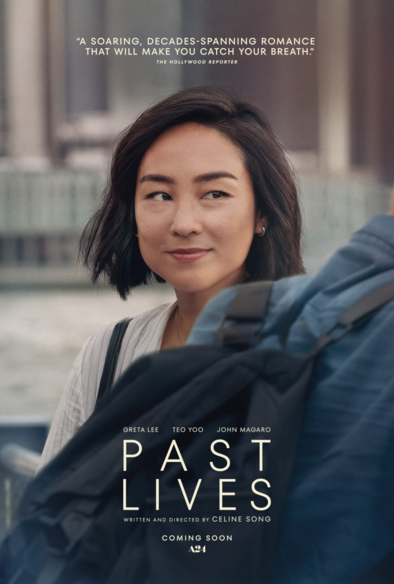 Film poster: A woman behind another person with a backpack, looking to the person and slightly smile.