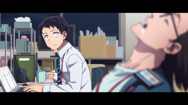 Akira Tendou at work from the anime series Zom 100: Bucket List of the Dead Episode 1.
