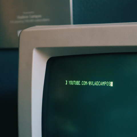 @vladcampos YouTube URL on a vintage green phosphor monitor.