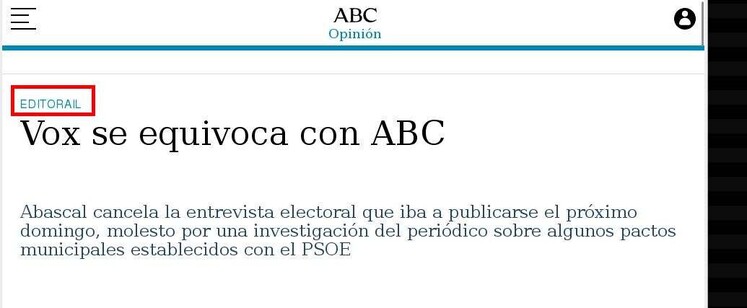 Vox se equivoca con ABC
Editorial ABC 2023 Jul.13