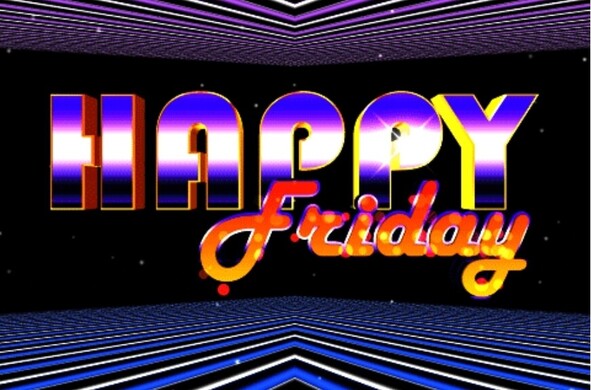 Buntes Bild in der Mitte geschrieben 

HAPPY friday 
