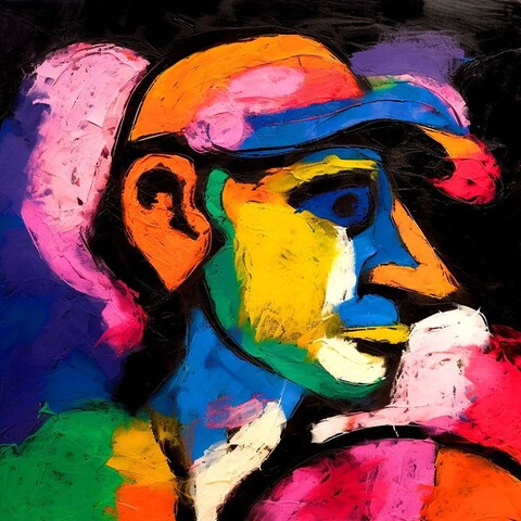 beautiful painting, abstract, detailed, shadows, baseball player