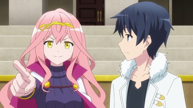 The Goddess of Love and Touya Mochizuki from the anime series In Another World With My Smartphone 2.