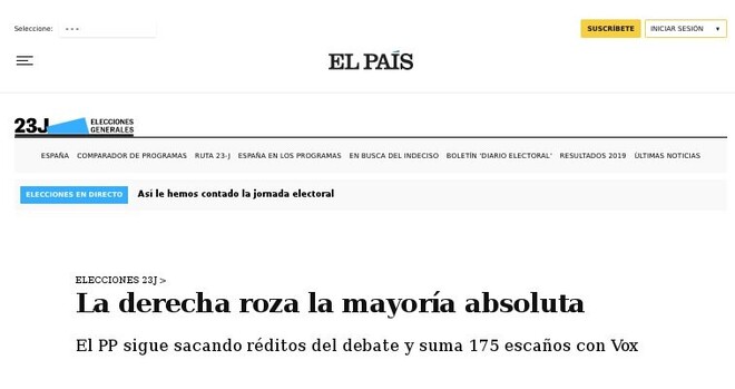 Tracking de 40dB para los medios del grupo Prisa
Titulares El País 2023 Jul.14