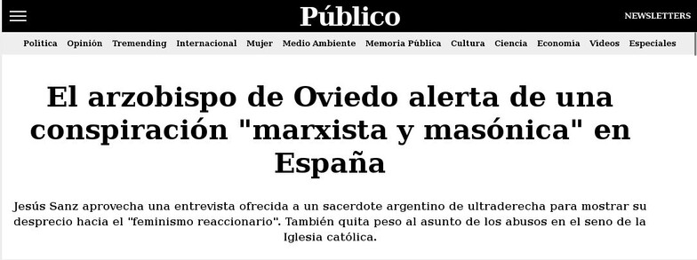 Marxist and freemason conspiracy in Spain. Headlines Público 2022 Mar.08