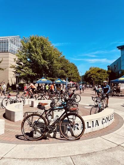 My bike at Centralia College, the midway point on the Seattle to Portland ride. 