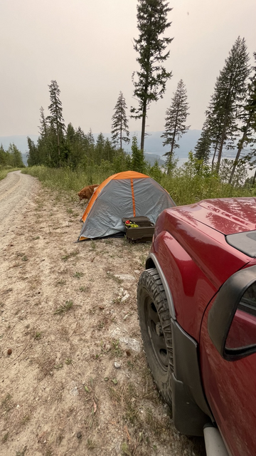 Side of my  terra overlooking my camp site and the lake