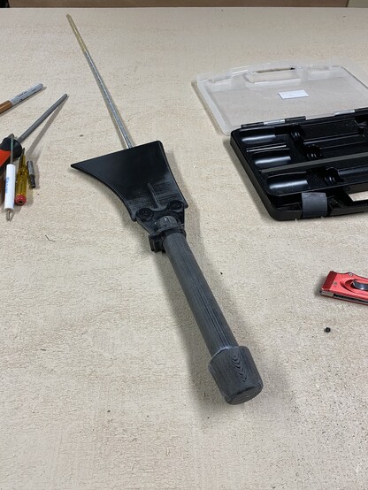Plastic 3D printer handle of Prop Rita sword from Edge of Tomorrow.