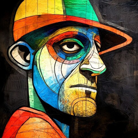 beautiful painting, abstract, detailed, shadows, baseball player