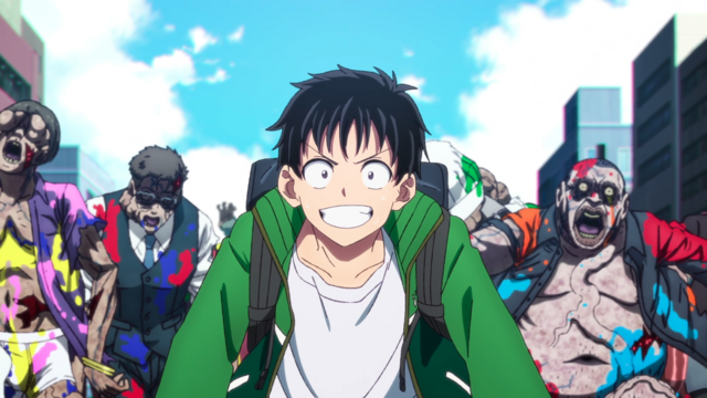 Akira Tendou going on a beer run from the anime series Zom 100: Bucket List of the Dead Episode 2.