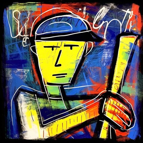 beautiful painting, abstract, detailed, shadows, baseball player