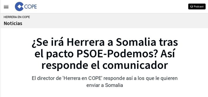 Carlos Herrera y Somalia
Titulares Cope 2020 Ene.08