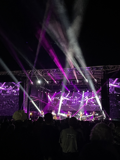 Concert stage, purple hue. 