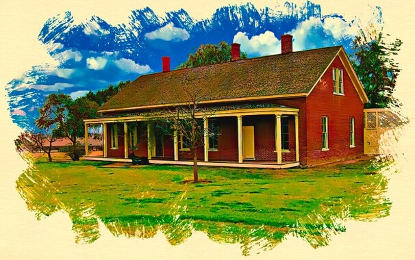 Jensen Alvarado Ranch in Jurupa Valley - watercolor painting