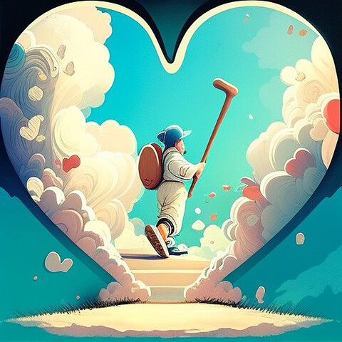 beautiful painting, abstract, detailed, shadows, baseball player