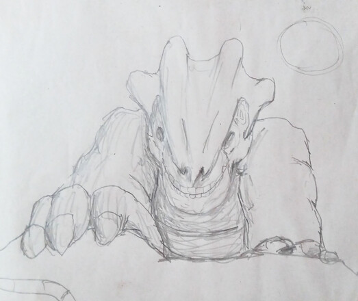 Kaiju monstruo dibujado a lápiz