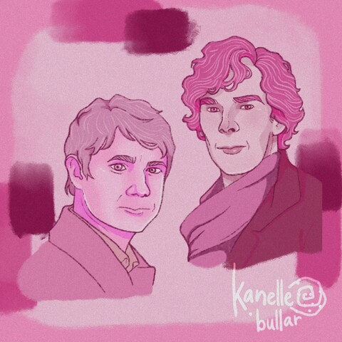 A study in pink of John Watson and Sherlock Holmes