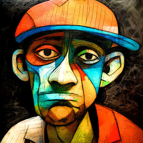 beautiful painting, abstract, detailed, shadows, baseball player