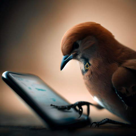 A bird browsing his smartphone. 
Created with AI.
Alan Miste 