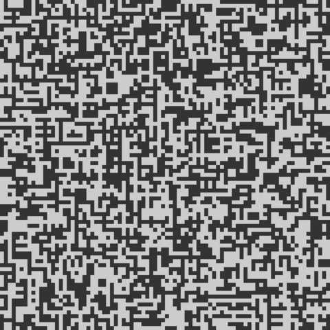Montage of noise bitmap pattern tiles. Fairly constructed shapes due to optional tile inverting.
