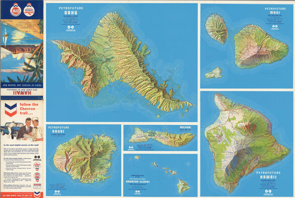 The Petrofuture--a 1956 Chevron gas station map of Hawaiian Islands, with 66 meters of sea level rise