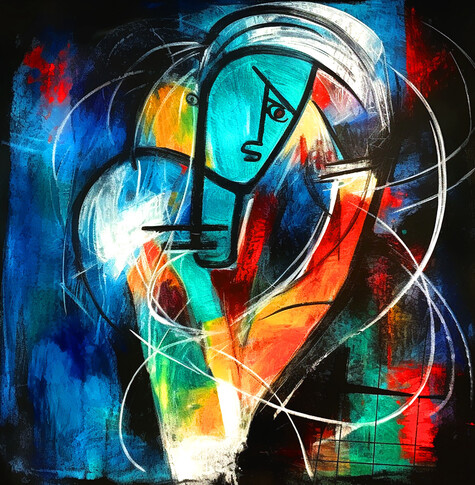 beautiful painting, abstract, detailed, shadows, baseball player
