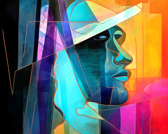 beautiful painting, abstract, detailed, shadows, baseball player