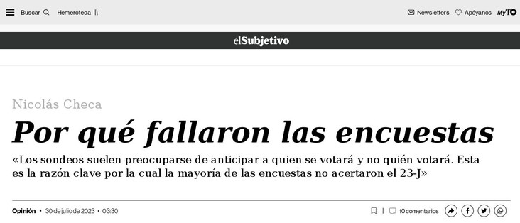 Por qué fallaron las encuestas
Titulares The Objective 2023 Jul.30
