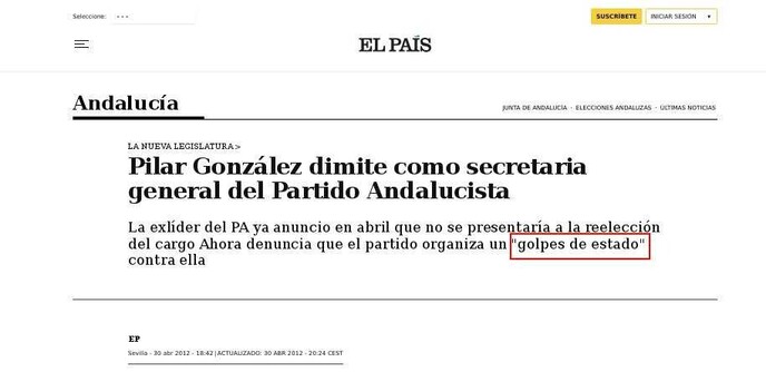 Pilar González dimite como secretaria general del Partido Andalucista
Titulares 2012 Abr.30