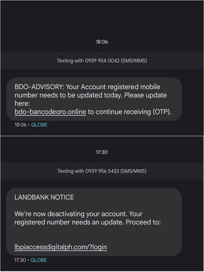 Text scams screenshot 