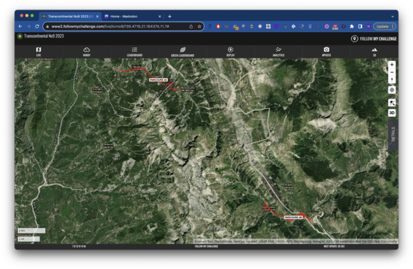 Same map but with satellite view, showing the craggy mountain range.
