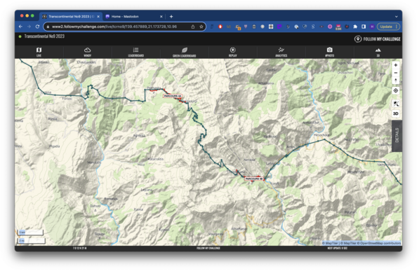 Same contour map, showing Robin's direct route over.