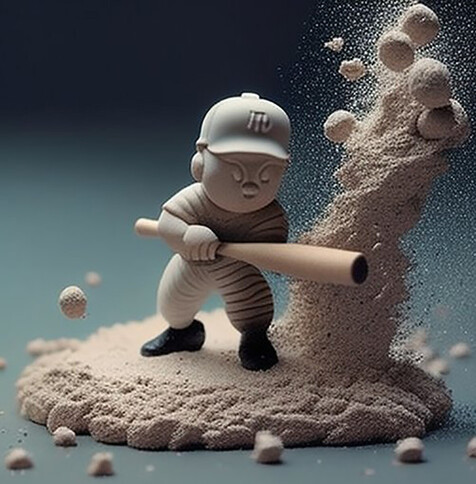 beautiful claymation, abstract, detailed, shadows, baseball player