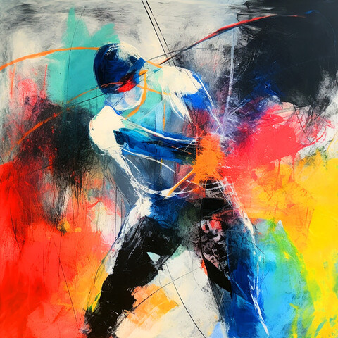 beautiful painting, abstract, detailed, shadows, baseball player