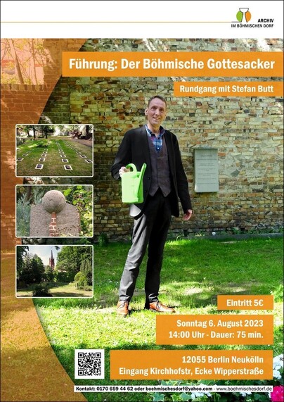 Führung: Der Böhmische Gottesacker. Rundgang mit Stefan Butt am Sonntag, 6.8., 14 Uhr, 12055 Berlin, Kirchhofstraße. 