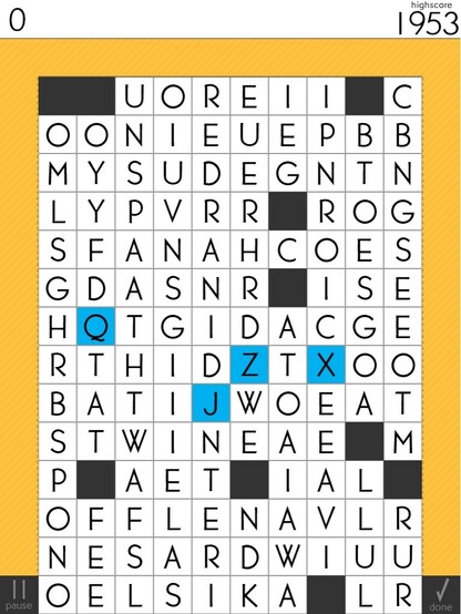 Spelltower for iPhone & iPad, developed by @helvetica@mastodon.gamedev.place (screenshots circa 2012)

Tiled letters during the game, filled to the top